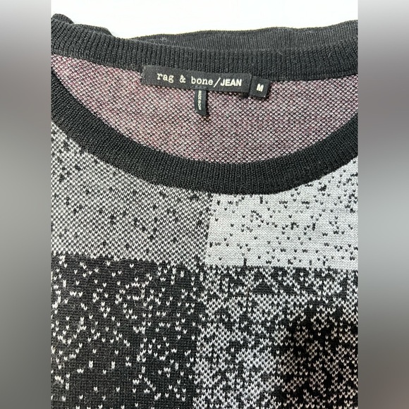 RAG & BONE Black and gray TEGAN plaid crew neck sweater size M. - Picture 10 of 14